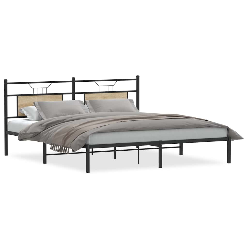 vidaXL Bed Frame without Mattress Sonoma Oak 183x213 cm Engineered Wood