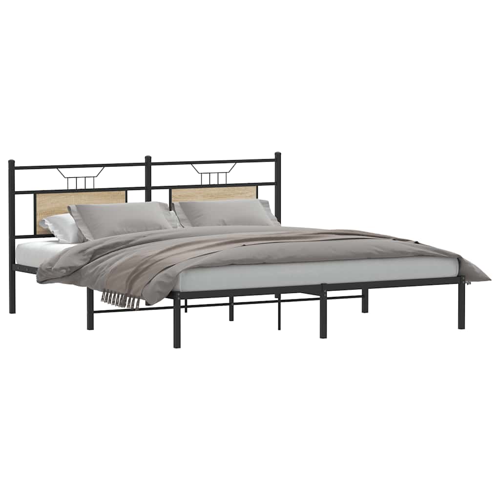 vidaXL Bed Frame without Mattress Sonoma Oak 183x213 cm Engineered Wood