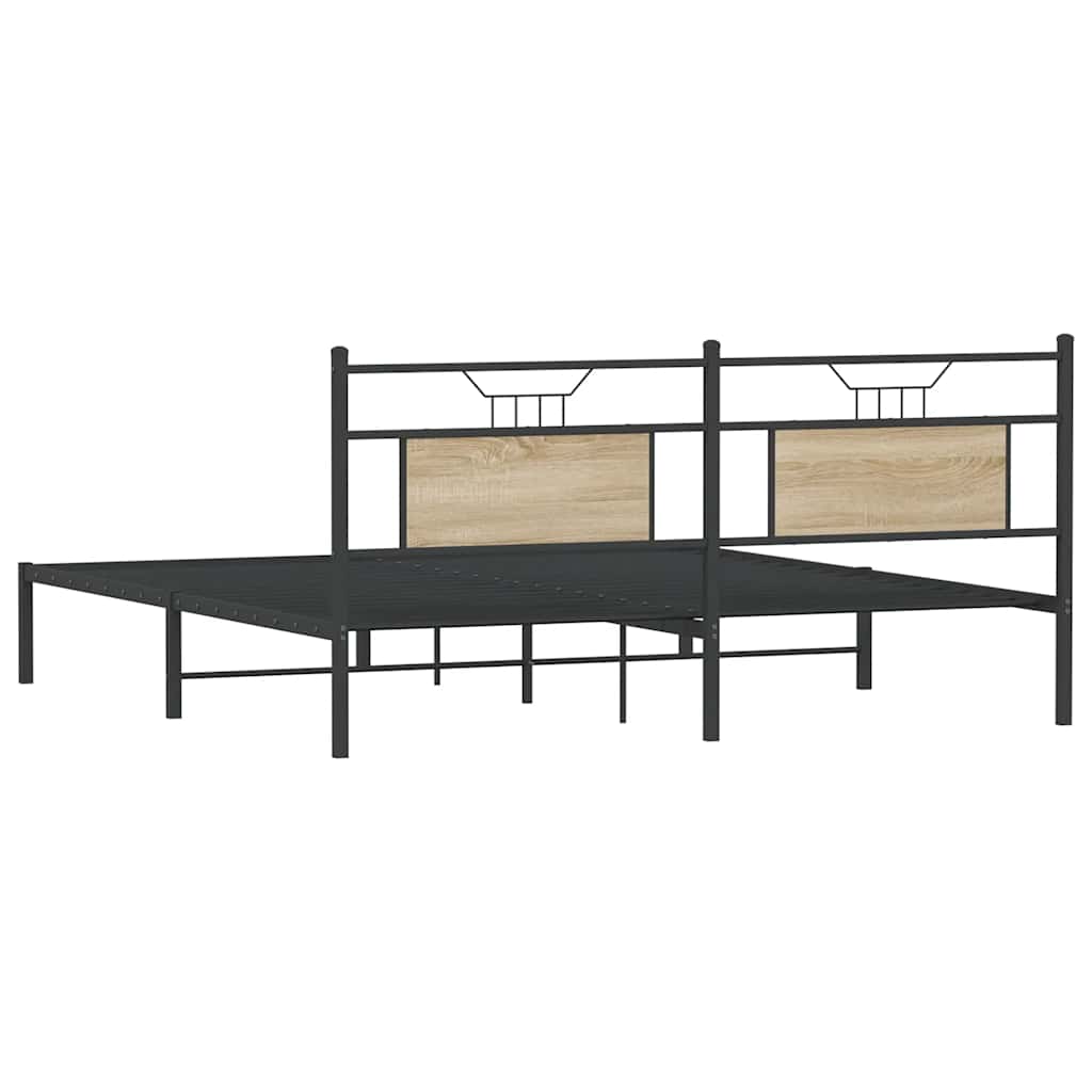 vidaXL Bed Frame without Mattress Sonoma Oak 183x213 cm Engineered Wood
