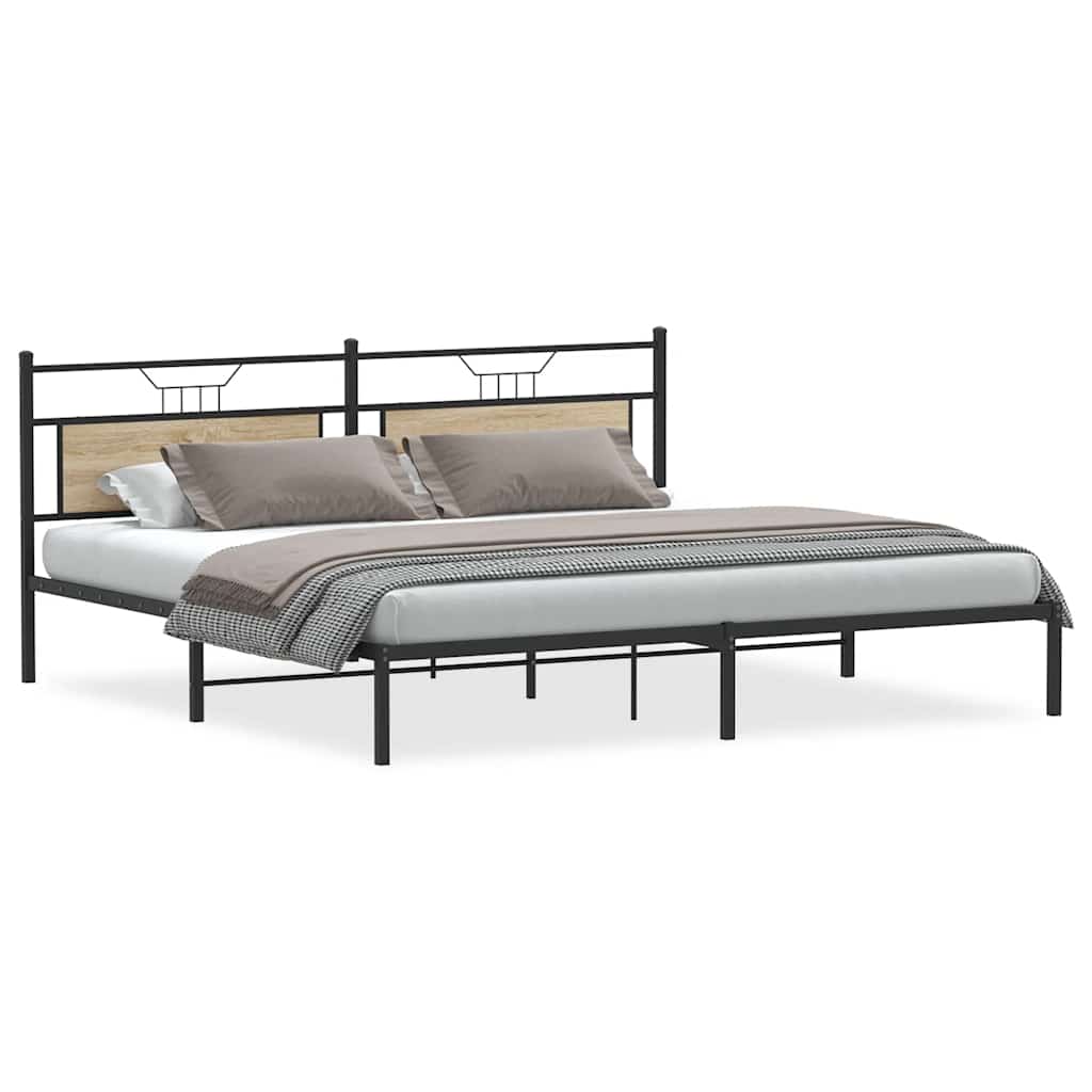 vidaXL Bed Frame without Mattress Sonoma Oak 193x201 cm Engineered Wood