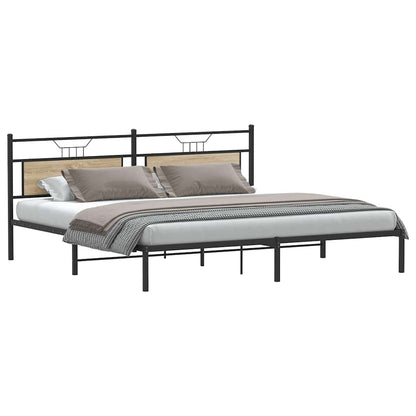 vidaXL Bed Frame without Mattress Sonoma Oak 193x201 cm Engineered Wood