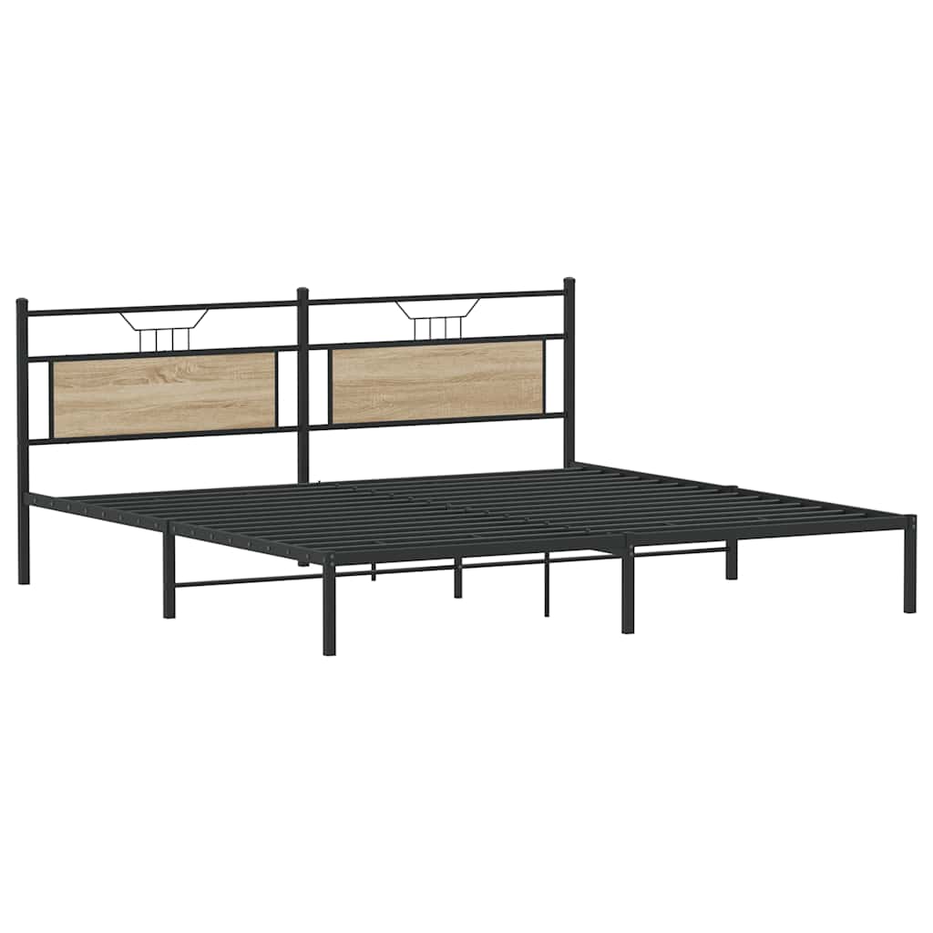 vidaXL Bed Frame without Mattress Sonoma Oak 193x201 cm Engineered Wood