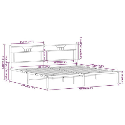 vidaXL Bed Frame without Mattress Sonoma Oak 193x201 cm Engineered Wood