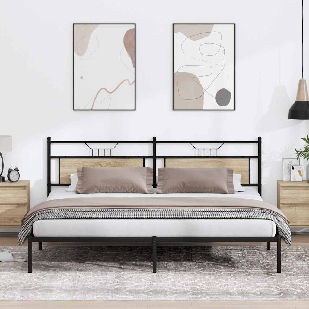 vidaXL Bed Frame without Mattress Sonoma Oak 193x201 cm Engineered Wood