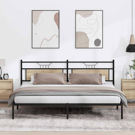 vidaXL Bed Frame without Mattress Sonoma Oak 193x201 cm Engineered Wood