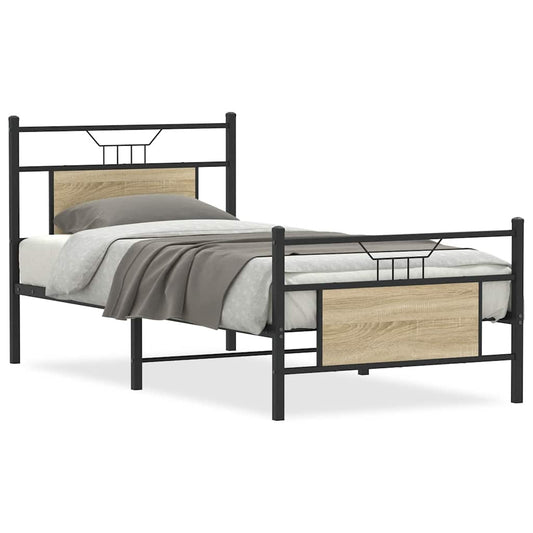 vidaXL Bed Frame without Mattress Sonoma Oak 75x190 cm Small Single Engineered Wood