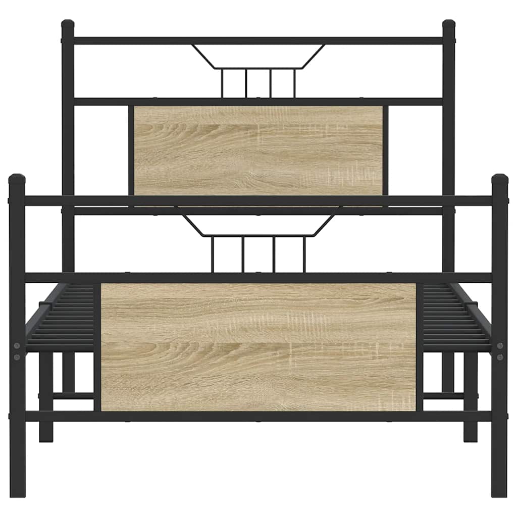 vidaXL Bed Frame without Mattress Sonoma Oak 75x190 cm Small Single Engineered Wood