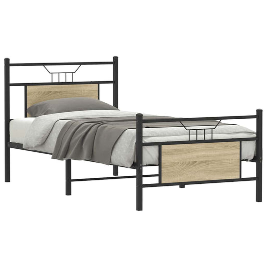 vidaXL Bed Frame without Mattress Sonoma Oak 75x190 cm Small Single Engineered Wood