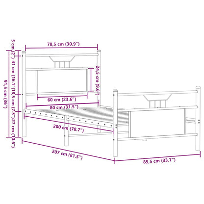 vidaXL Bed Frame without Mattress Sonoma Oak 80x200 cm Engineered Wood