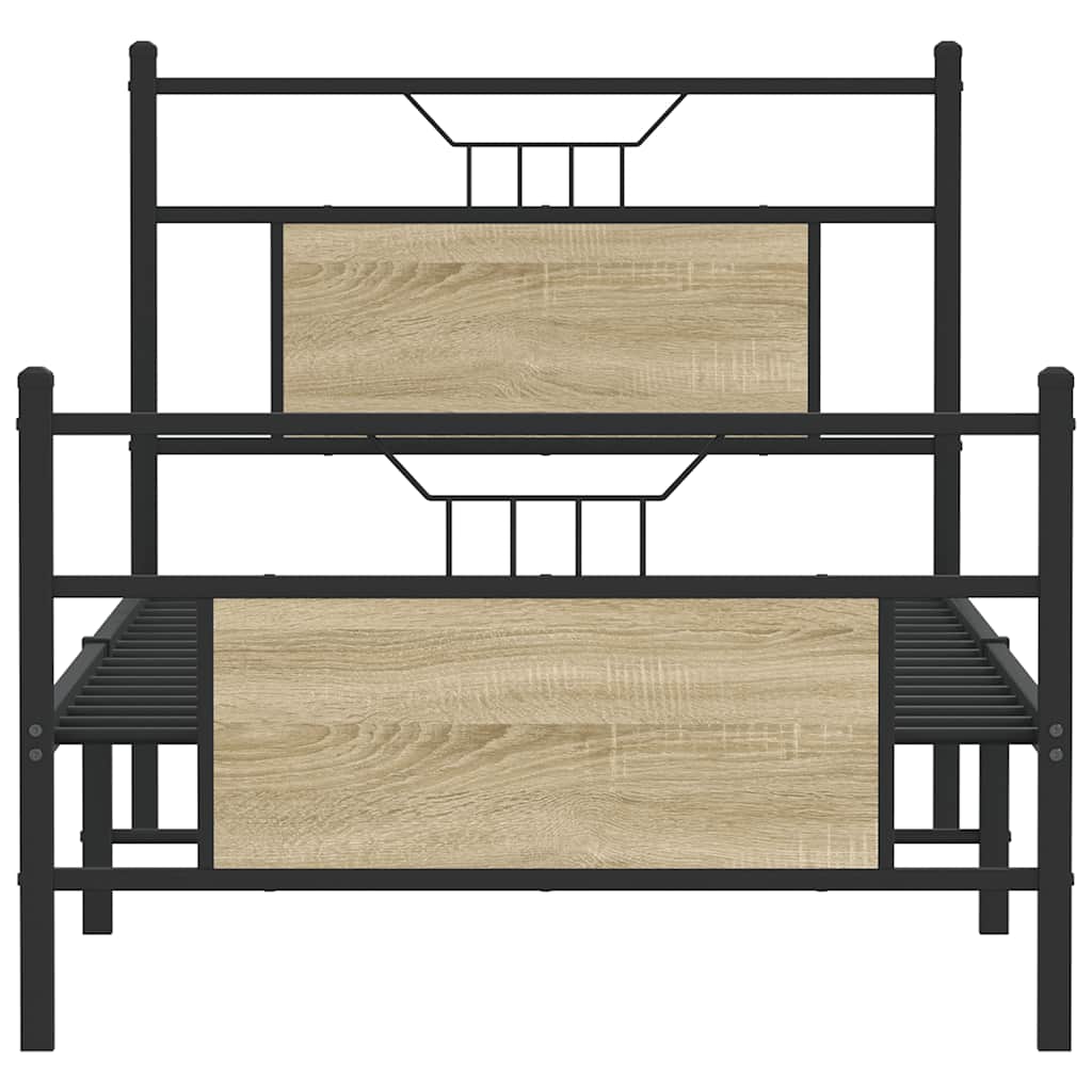 vidaXL Bed Frame without Mattress Sonoma Oak 90x190 cm Single Engineered Wood