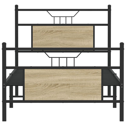 vidaXL Bed Frame without Mattress Sonoma Oak 90x190 cm Single Engineered Wood
