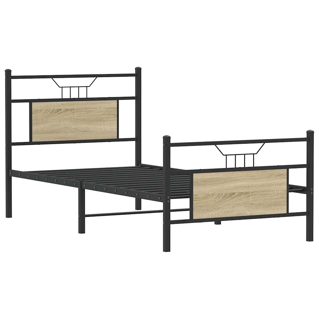 vidaXL Bed Frame without Mattress Sonoma Oak 90x200 cm Engineered Wood