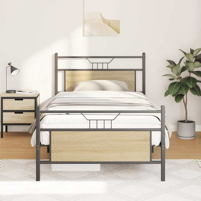vidaXL Bed Frame without Mattress Sonoma Oak 100x190 cm Engineered Wood