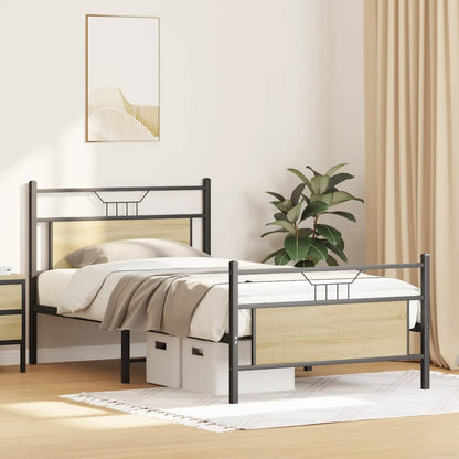 vidaXL Bed Frame without Mattress Sonoma Oak 100x190 cm Engineered Wood
