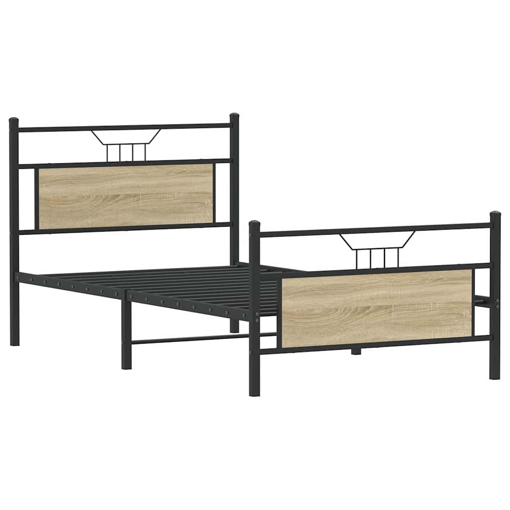 vidaXL Bed Frame without Mattress Sonoma Oak 107x203 cm Engineered Wood