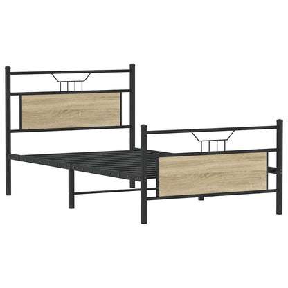 vidaXL Bed Frame without Mattress Sonoma Oak 107x203 cm Engineered Wood
