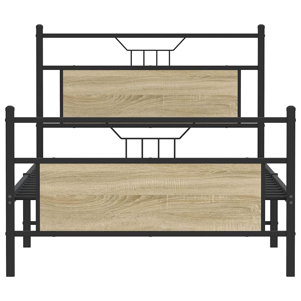 vidaXL Bed Frame without Mattress Sonoma Oak 107x203 cm Engineered Wood