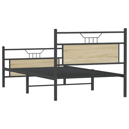 vidaXL Bed Frame without Mattress Sonoma Oak 107x203 cm Engineered Wood