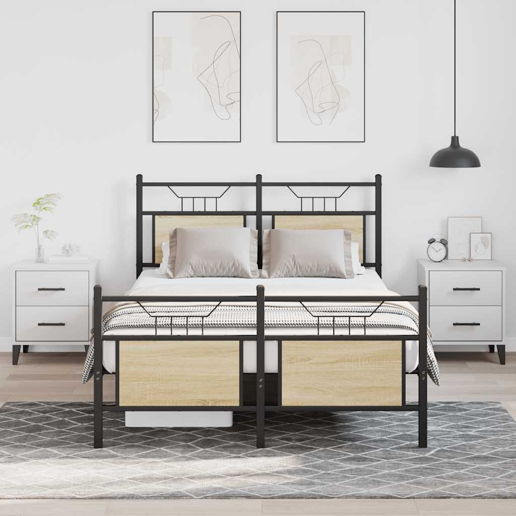 vidaXL Bed Frame without Mattress Sonoma Oak 120x190 cm Small Double Engineered Wood