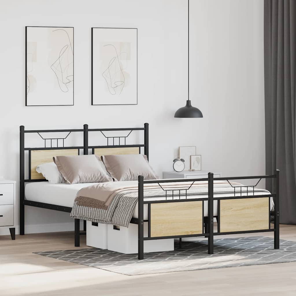 vidaXL Bed Frame without Mattress Sonoma Oak 120x190 cm Small Double Engineered Wood