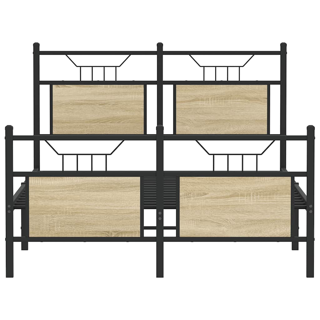 vidaXL Bed Frame without Mattress Sonoma Oak 120x190 cm Small Double Engineered Wood