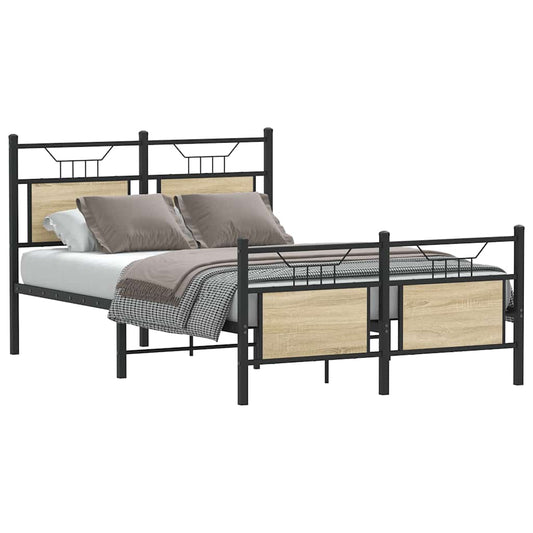 vidaXL Bed Frame without Mattress Sonoma Oak 120x190 cm Small Double Engineered Wood