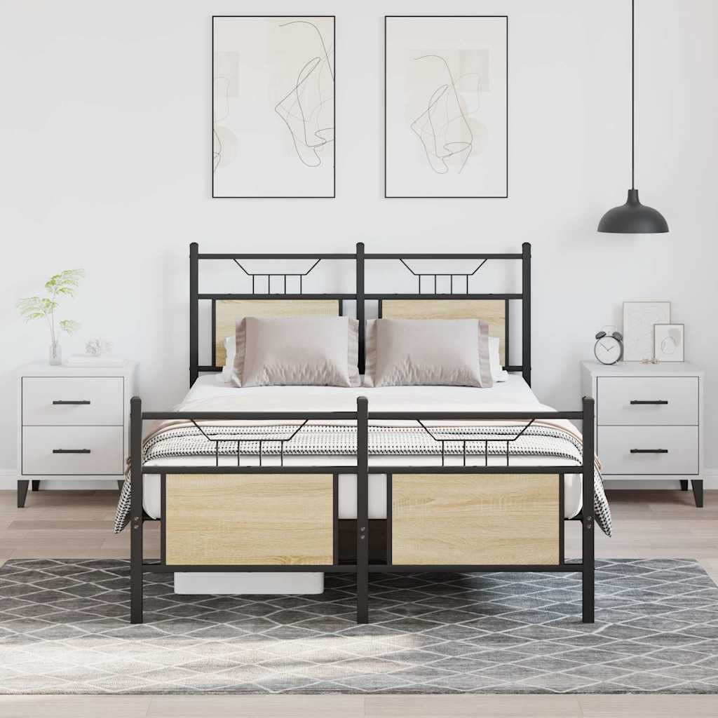 vidaXL Bed Frame without Mattress Sonoma Oak 120x200 cm Engineered Wood