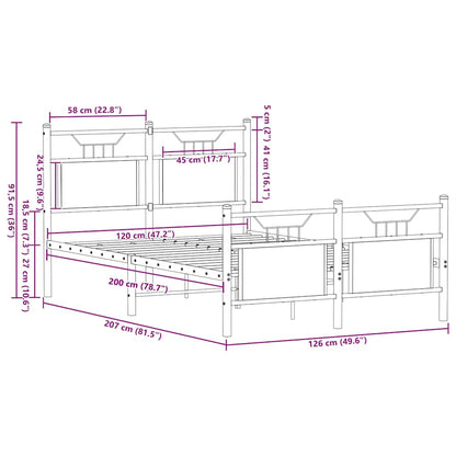 vidaXL Bed Frame without Mattress Sonoma Oak 120x200 cm Engineered Wood