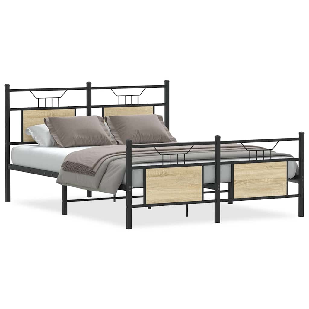 vidaXL Bed Frame without Mattress Sonoma Oak 140x190 cm Engineered Wood