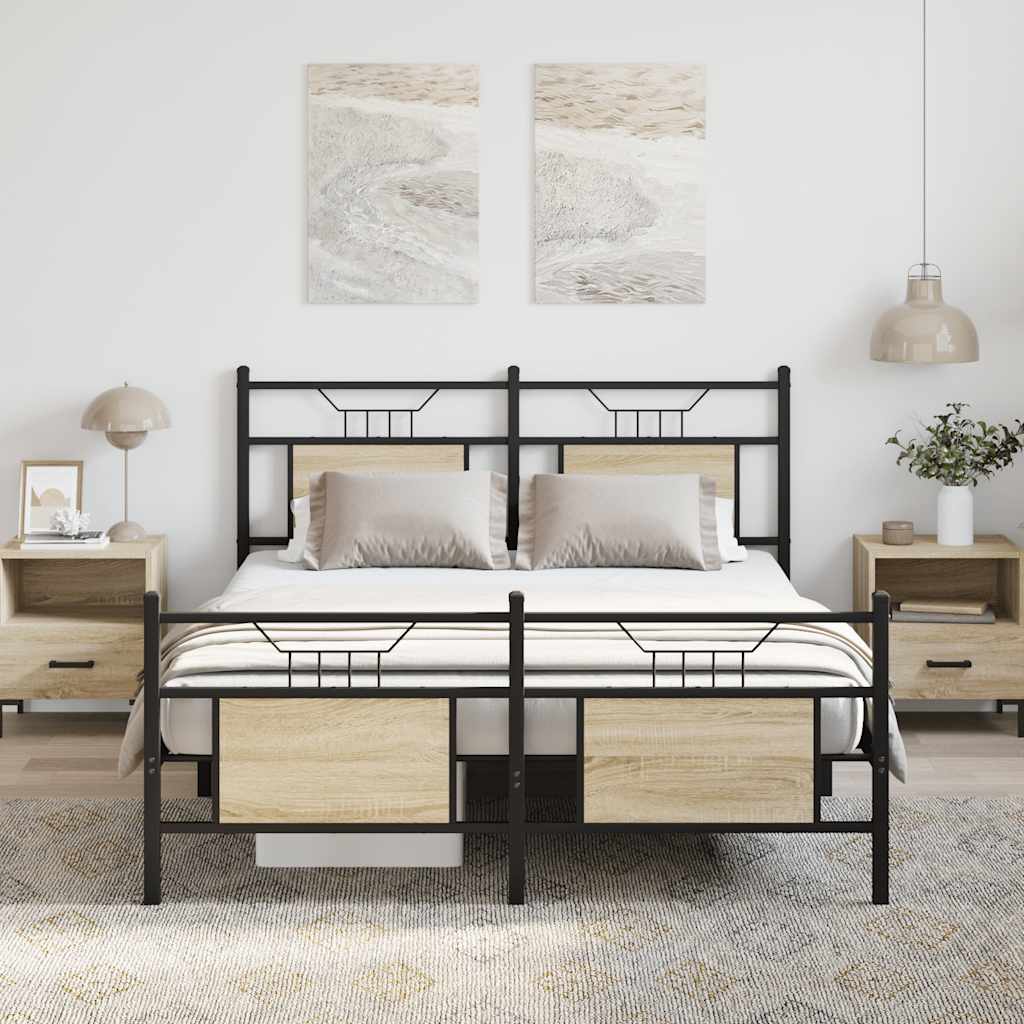vidaXL Bed Frame without Mattress Sonoma Oak 140x200 cm Engineered Wood