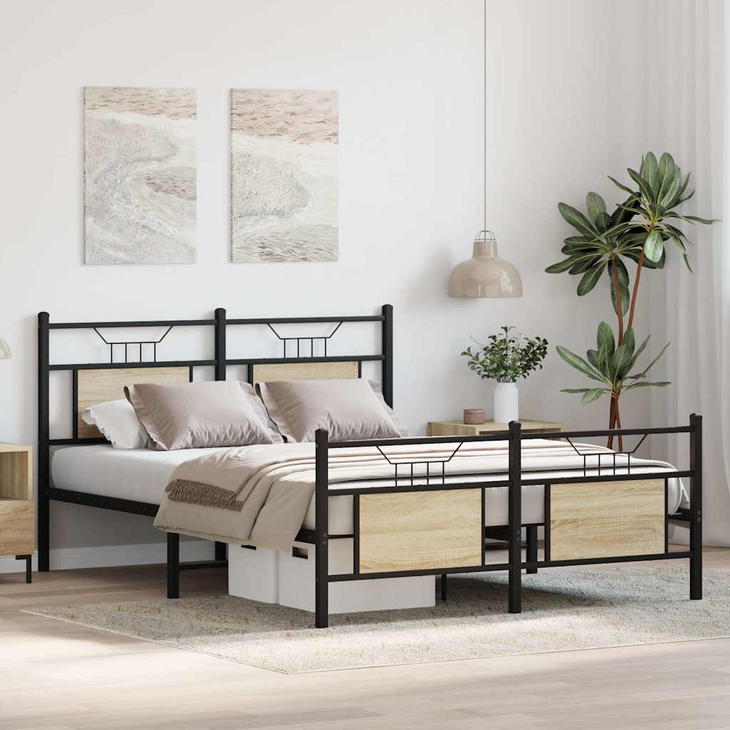 vidaXL Bed Frame without Mattress Sonoma Oak 140x200 cm Engineered Wood