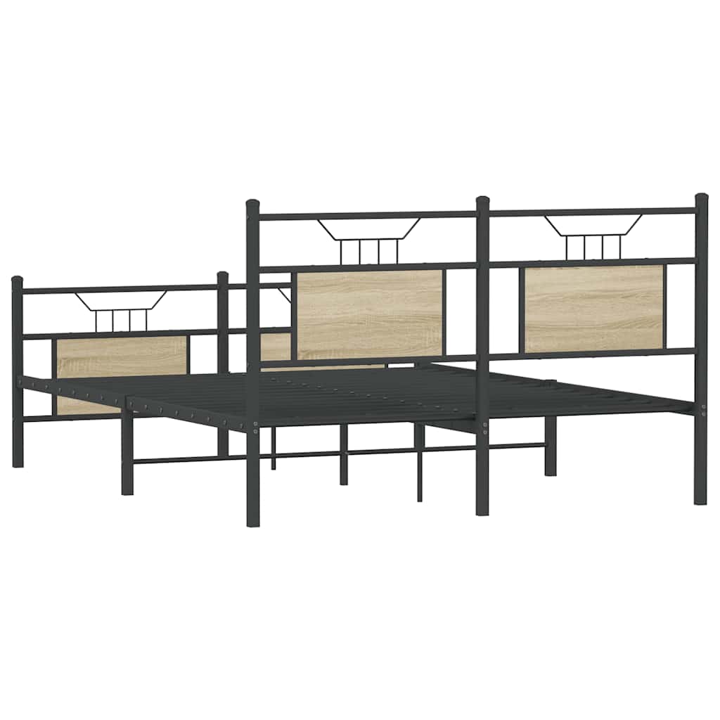 vidaXL Bed Frame without Mattress Sonoma Oak 140x200 cm Engineered Wood