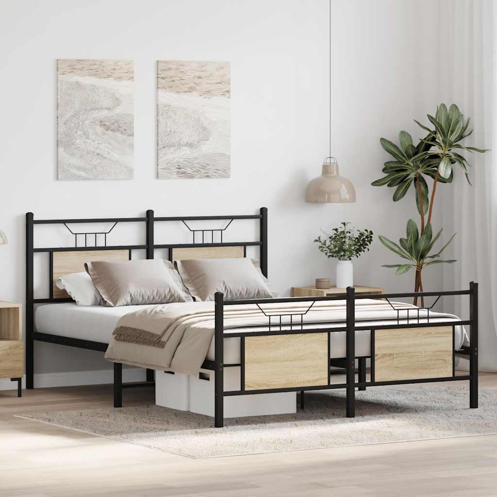 vidaXL Bed Frame without Mattress Sonoma Oak 150x200 cm King Size Engineered Wood