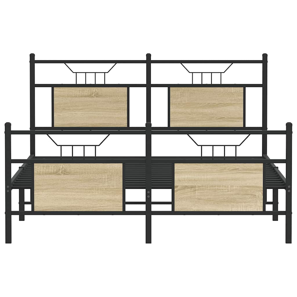 vidaXL Bed Frame without Mattress Sonoma Oak 150x200 cm King Size Engineered Wood
