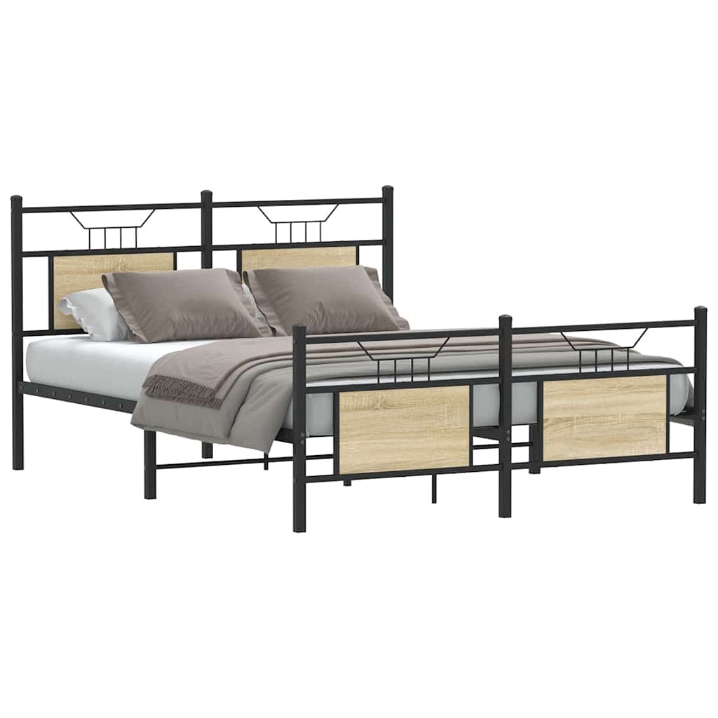 vidaXL Bed Frame without Mattress Sonoma Oak 150x200 cm King Size Engineered Wood