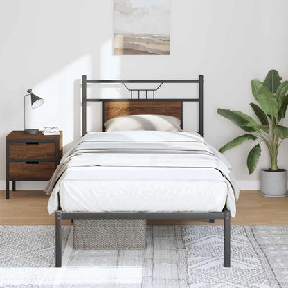 vidaXL Bed Frame without Mattress Brown Oak 75x190 cm Small Single Engineered Wood