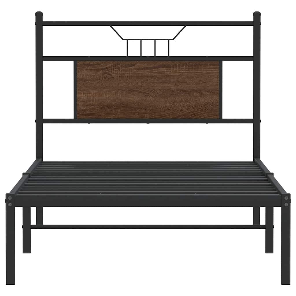 vidaXL Bed Frame without Mattress Brown Oak 75x190 cm Small Single Engineered Wood