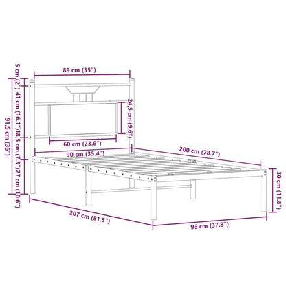vidaXL Bed Frame without Mattress Brown Oak 90x200 cm Engineered Wood