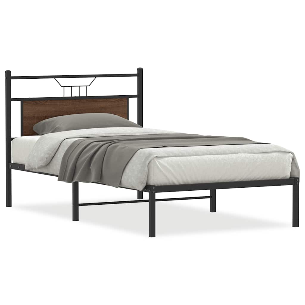 vidaXL Bed Frame without Mattress Brown Oak 100x200 cm Engineered Wood
