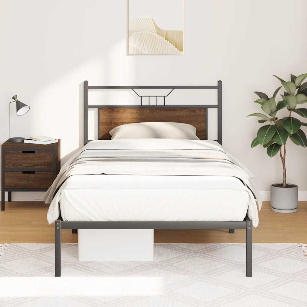 vidaXL Bed Frame without Mattress Brown Oak 100x200 cm Engineered Wood