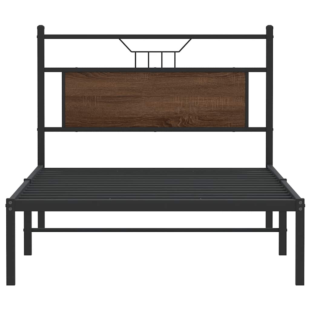 vidaXL Bed Frame without Mattress Brown Oak 100x200 cm Engineered Wood