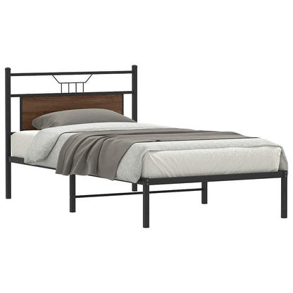 vidaXL Bed Frame without Mattress Brown Oak 100x200 cm Engineered Wood