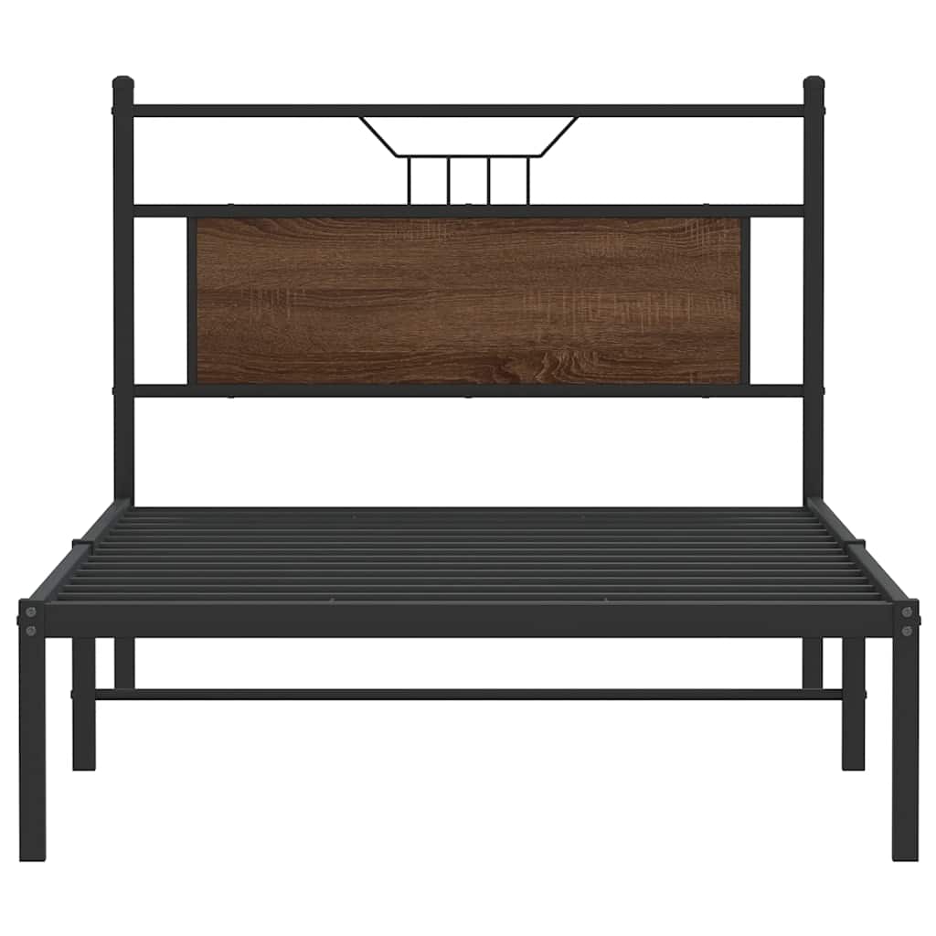 vidaXL Bed Frame without Mattress Brown Oak 107x203 cm Engineered Wood