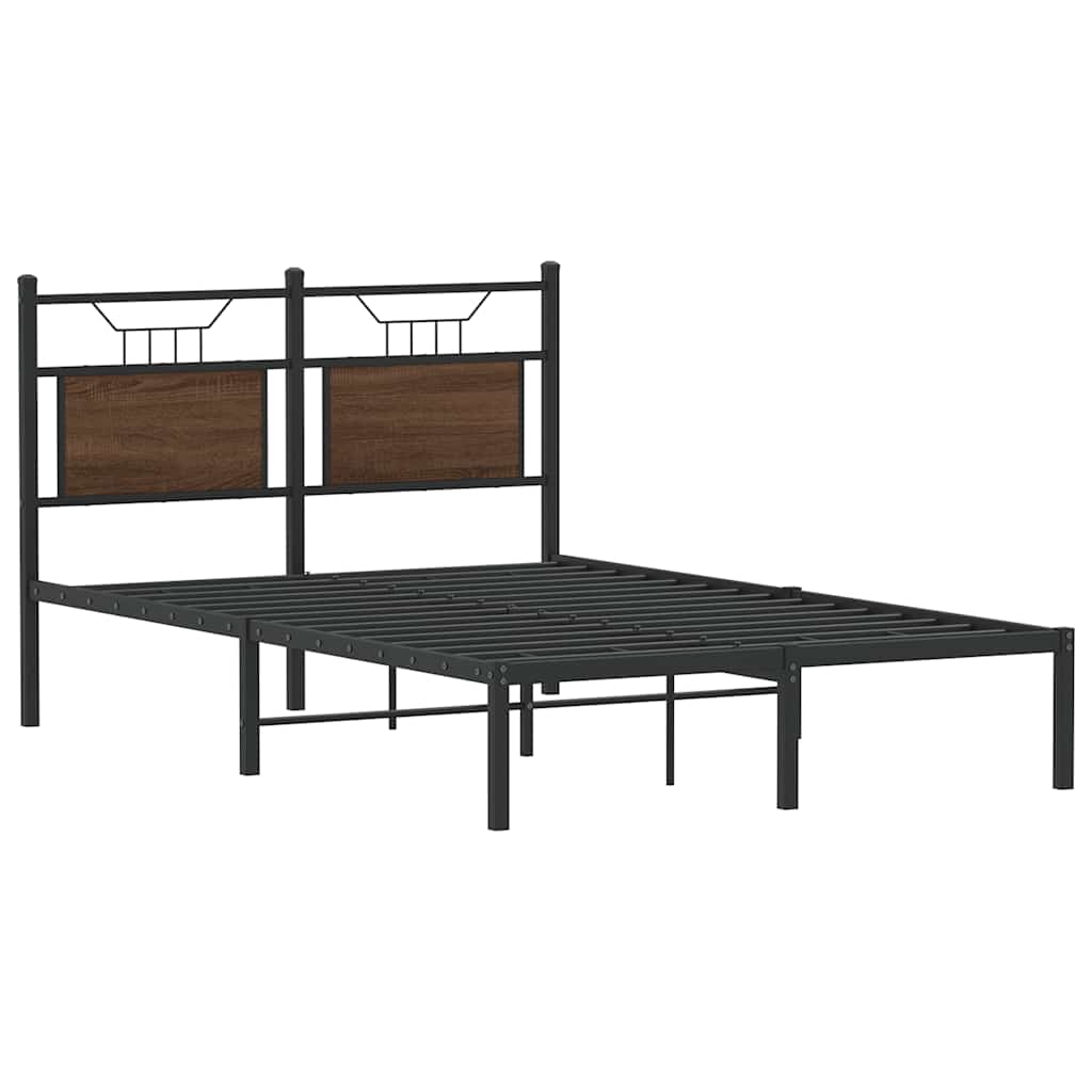 vidaXL Bed Frame without Mattress Brown Oak 120x190 cm Small Double Engineered Wood