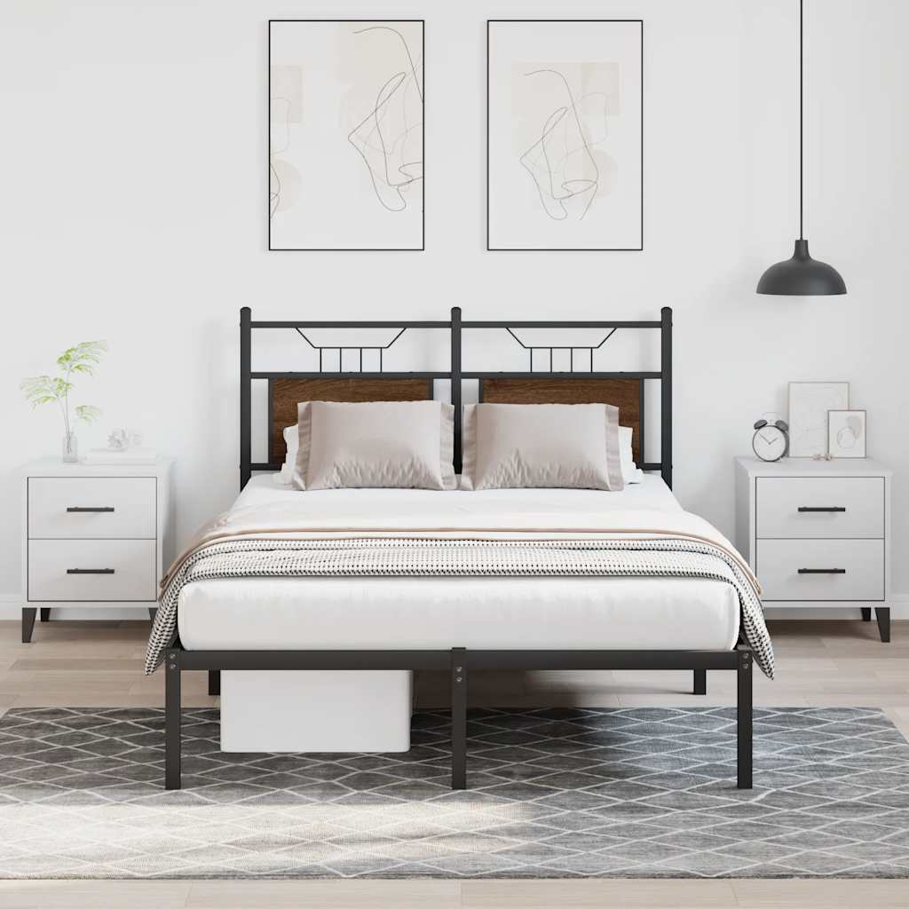 vidaXL Bed Frame without Mattress Brown Oak 120x190 cm Small Double Engineered Wood
