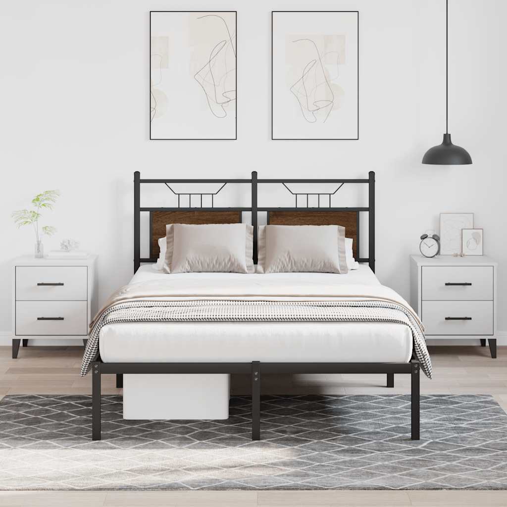 vidaXL Bed Frame without Mattress Brown Oak 120x200 cm Engineered Wood