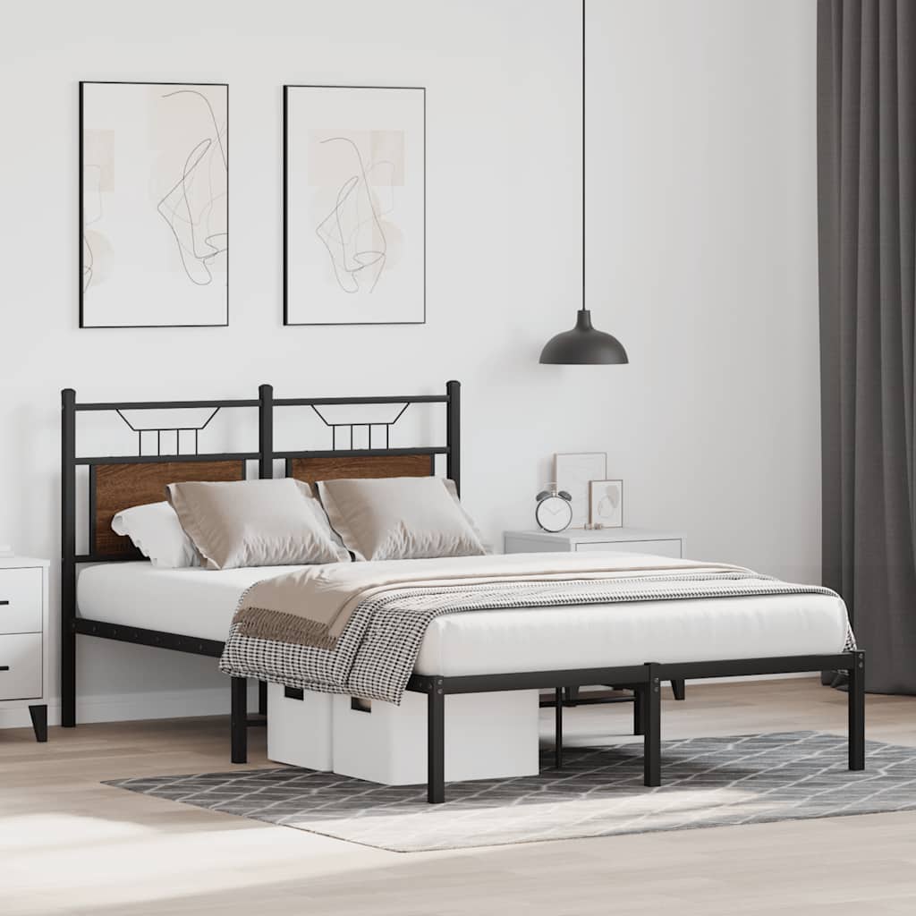 vidaXL Bed Frame without Mattress Brown Oak 120x200 cm Engineered Wood