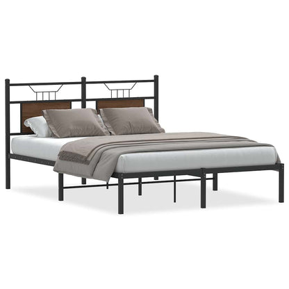 vidaXL Bed Frame without Mattress Brown Oak 140x190 cm Engineered Wood