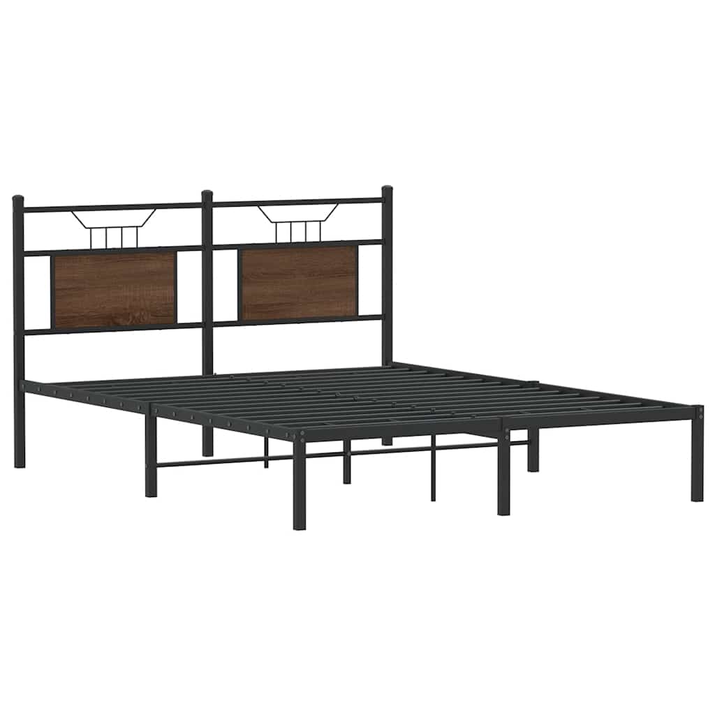 vidaXL Bed Frame without Mattress Brown Oak 140x190 cm Engineered Wood