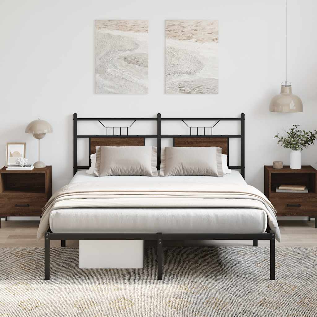 vidaXL Bed Frame without Mattress Brown Oak 140x190 cm Engineered Wood